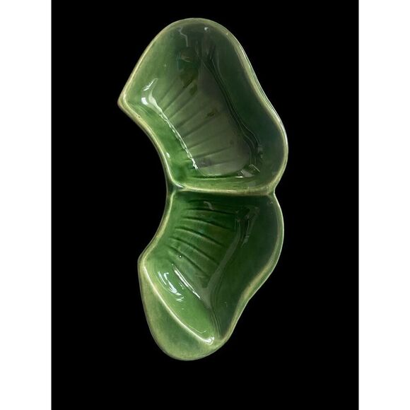 McCoy Lazy Susan Replacement Dish Green Partitioned Bowl USA Art Pottery Vtg - Picture 1 of 9